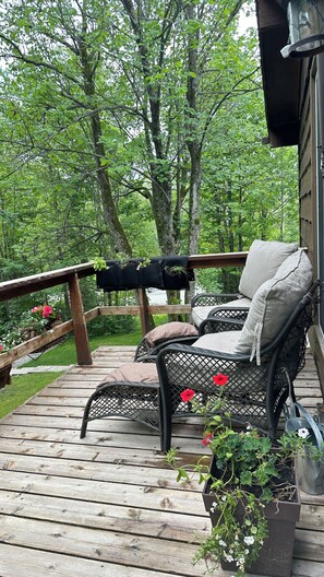 Enjoy sitting by the woods or take advantage of our convenient herb garden. 