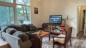 Large Living Room with a variety of books and games to enjoy.  