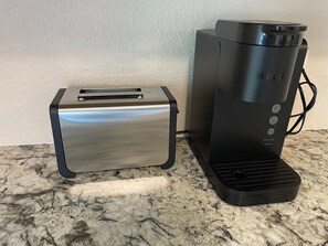 Keurig coffee and toaster.