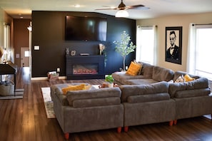 The couch is extra deep and the vibe is extra chill