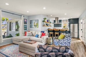 Elegantly designed beach house vibe invites a calming energy throughout.