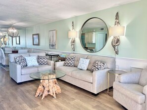 Relaxing living room with new sleeper sofa
