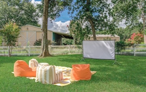 Outdoor movie theater at the backyard