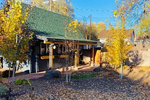 Whether it's spring or fall, the lush landscaping welcomes you.