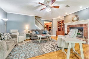 Living Room | 1st Floor | Wood-Burning Fireplace (Wood Provided) | Board Games