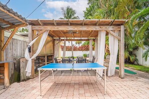 Relax on the patio with plenty of room for activities and games!