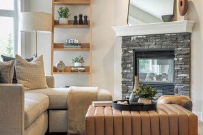 Great room and cozy gas fireplace
