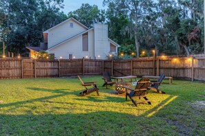 Fire pit inviting at night