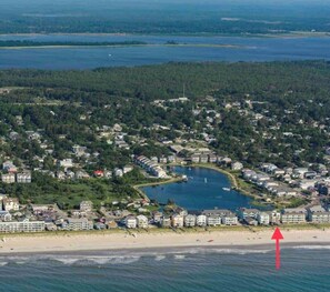 The perfect location. Our beach house is ocean front and across from the lake. That means water views out every window.