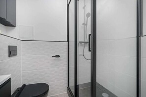 Bathroom with shower.