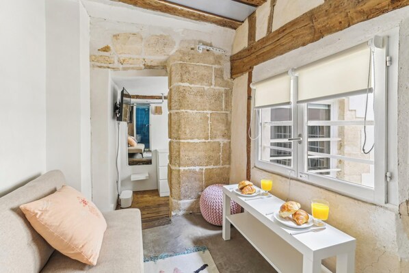 The open-plan living and dining area