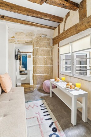 The open-plan living and dining area