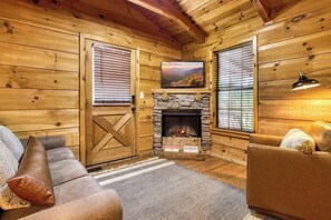Vintage games located under the fireplace!