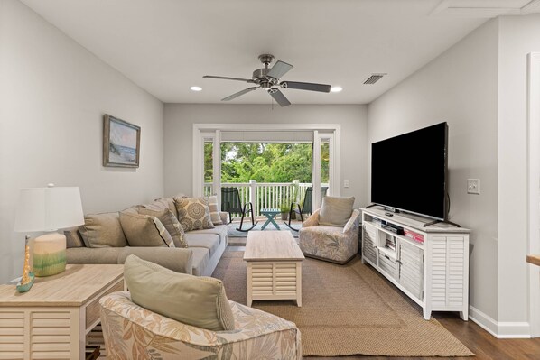 Enjoy a movie on the huge smart TV.