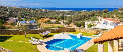 Private pool and terrace with sea views