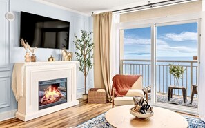 Turn on the fireplace to set the vibes