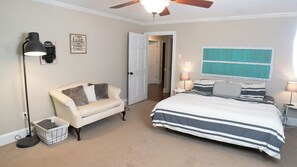 Master bedroom with King Bed located on main floor.