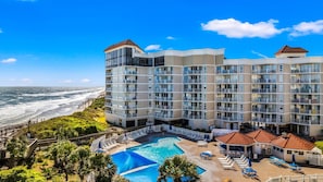 Enjoy full resort-style living with direct beach access, sparkling pools, and sunny coastal vibes all around.