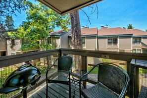 The balcony is the perfect place to grill all summer or enjoy a morning cup of coffee