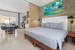 King size bed in the bedroom area