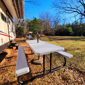 Picnic out door area for private use when staying on the camper