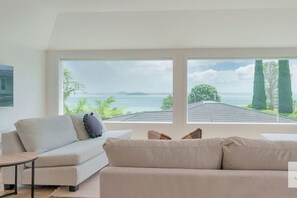 Lovely comfy lounge with beautiful views across the harbour