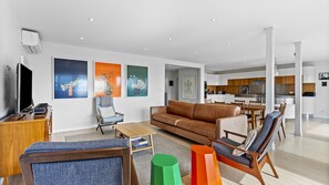 Lounge with heatpump and smart TV