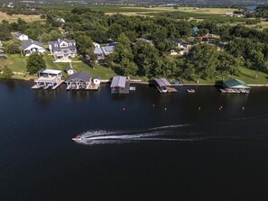 family and friends can watch from the dock as you wakeboard, wake surf, and tube