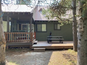Patio with swing and picnic table is available for your use.