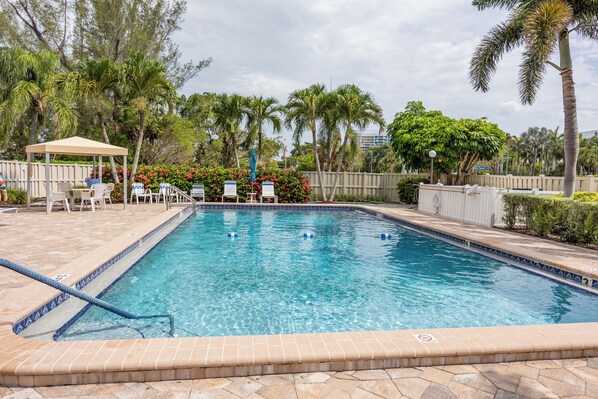 Heated pool just steps from the unit