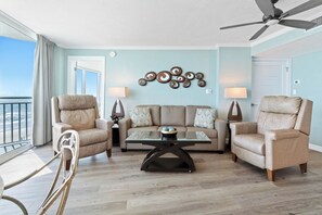Living room with queen-size sofa sleeper.