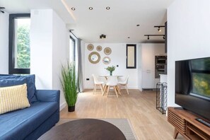 Open plan living room and kitchen