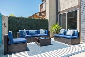 Plenty of outdoor seating to relax in the California sun.