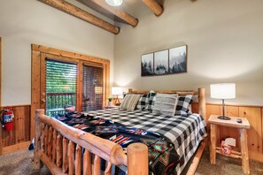 Upstairs king bedroom with quiet balcony