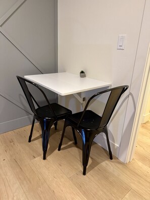 Recently added!! dining table and chairs for a cozy meal or workstation
