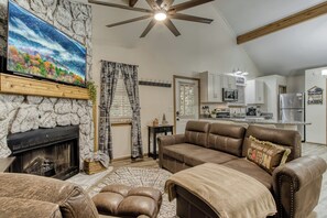 Warm up with the electric fireplace while you stream a movie or show