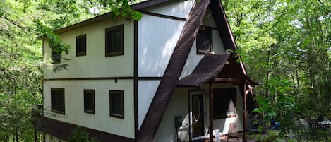 The main entrance to your vacation A-frame cabin.