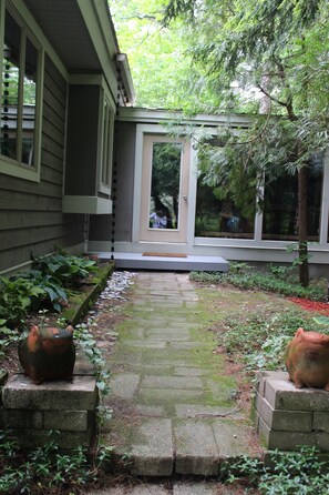 Enter from back of cottage