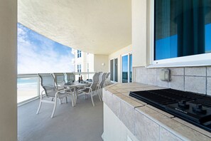 Oceanfront balcony with electric grill