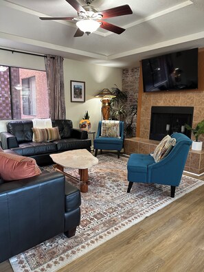 Plenty of seating for relaxing, reading, tv and socializing