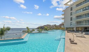 Zantamar beachfront pool area and loungers