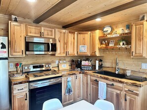 Full Kitchen with Essential Utensils, Cookware, and Coffee Bar