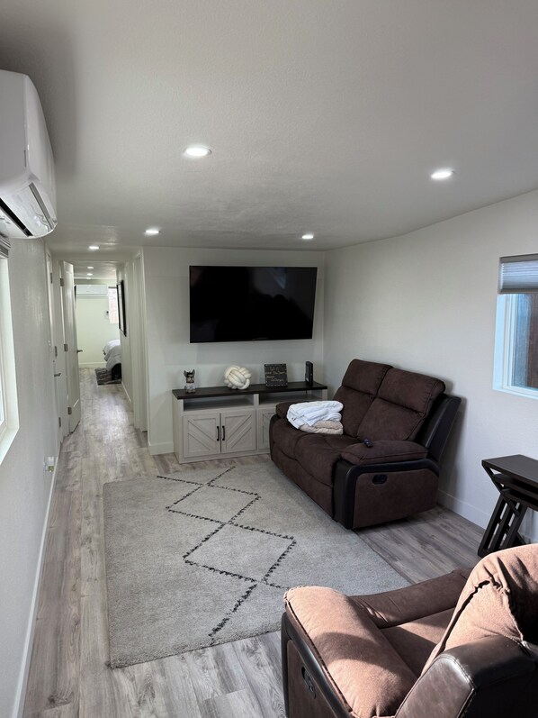 Living room with 55” smart tv