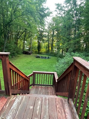 Peaceful backyard off the deck.