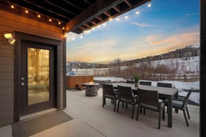 Enjoy the outdoor space year-round, whether it’s warm sunshine or a cozy winter vibe | Noah's Retreat, Park City, Utah | Voyax Luxury Vacation Rentals