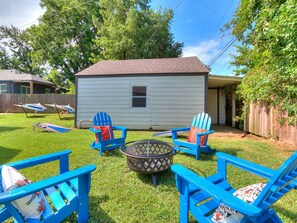 Backyard with patio and fire pit