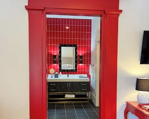 bathroom vanity in the Ares Suite