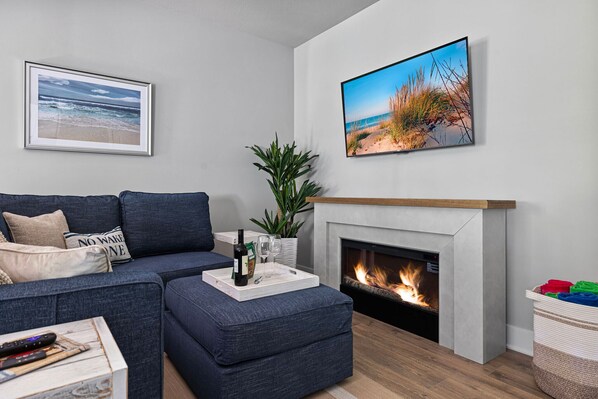 Relax by the fire and make yourself at home!