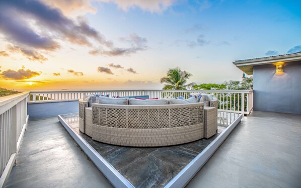 This new Frontgate sofa on the upper deck is perfect for sunsets & starry nights