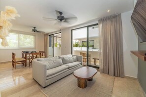 Relax in the spacious and cozy living room with ample seating